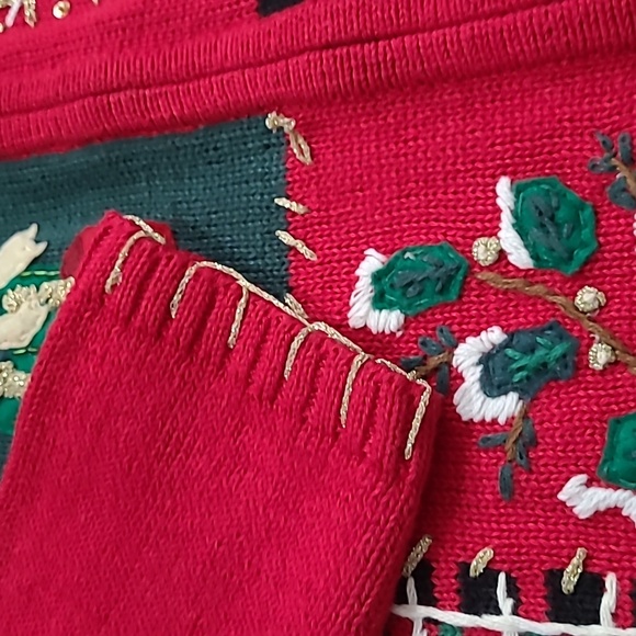 Tiara International Large Christmas Patchwork Cardigan Full Zipper Sweater - Picture 7 of 12